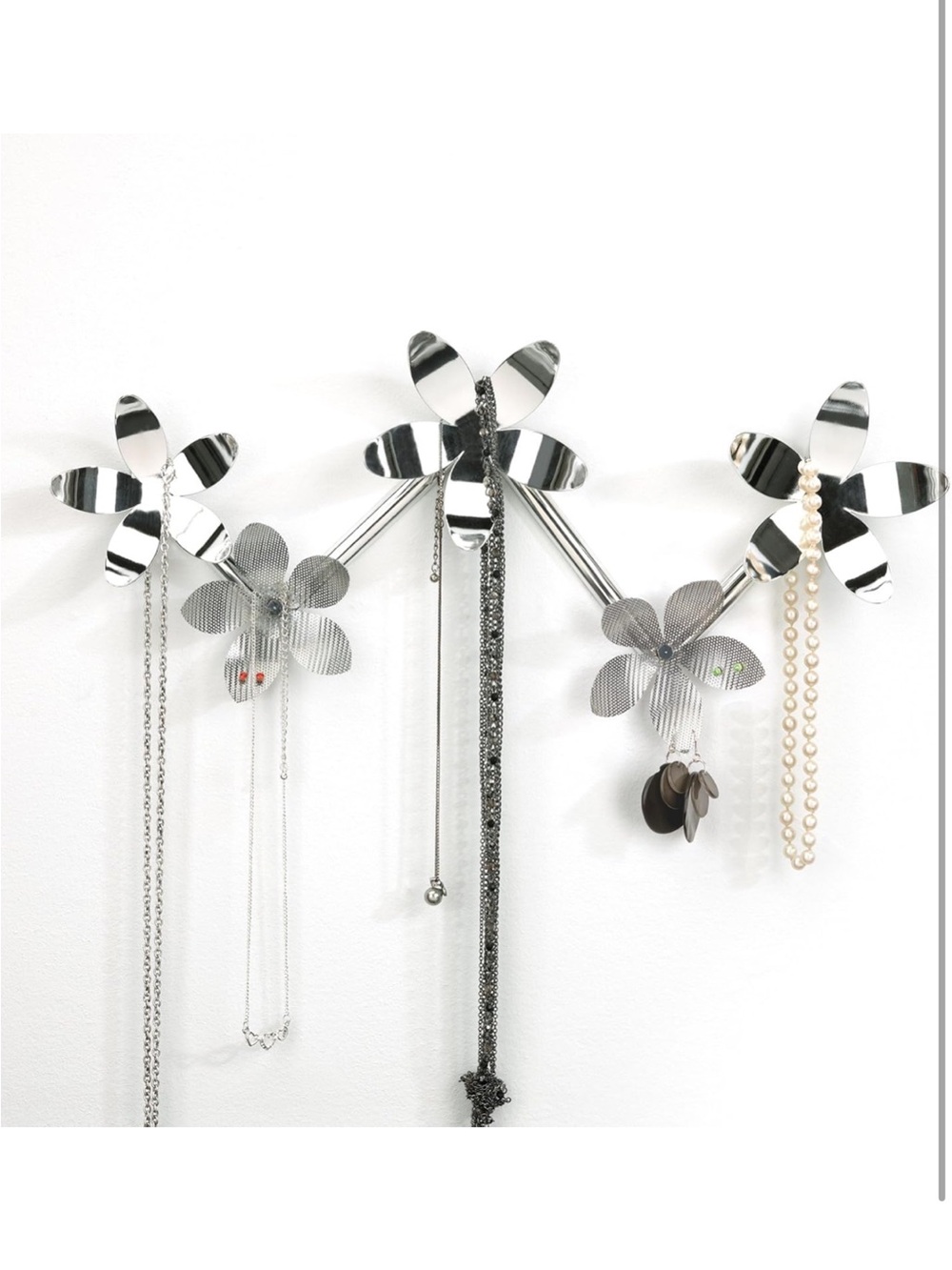Umbra Nesa Metallic Wall Jewelry Organizer 4pc Set Necklace Bar + Bird Hooks